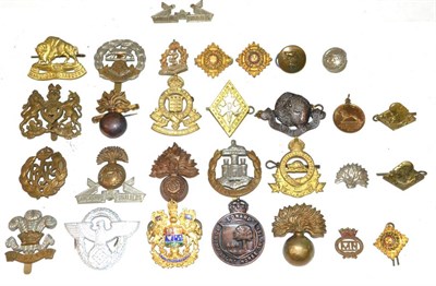 Lot 30 - A Collection of Seven Canadian Regimental Cap Badges and a Pair of Collar Dogs, including...