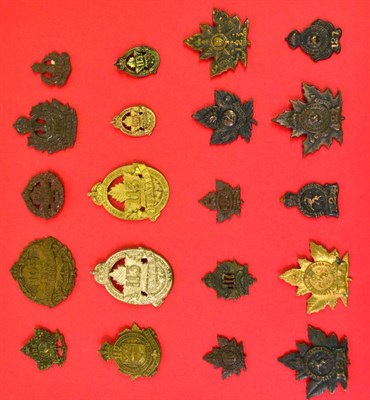 Lot 34 - A Collection of Twenty First World War Canadian Cap and Collar Badges, in bronze, brass and...