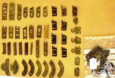 Lot 37 - A Collection of Forty Five Canadian Expeditionary Force Shoulder Titles, in brass, all loosely...