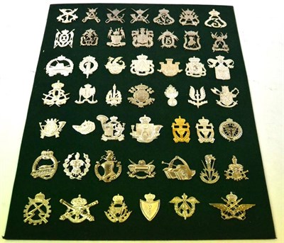 Lot 42 - A Collection of Forty Eight Post Second World War Belgian Army Cap Badges, all in white metal...