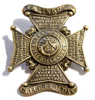 Lot 47 - An OR's 1874 Pattern Blackened Glengarry Badge, to the 60th King's Royal Rifle Corps