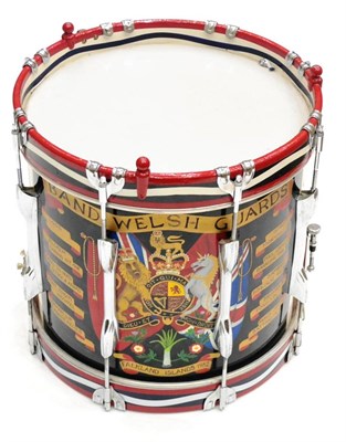 Lot 55 - A Modern Parade Snare Drum to the Band of the Welsh Guards, by Premier, with black, white and...