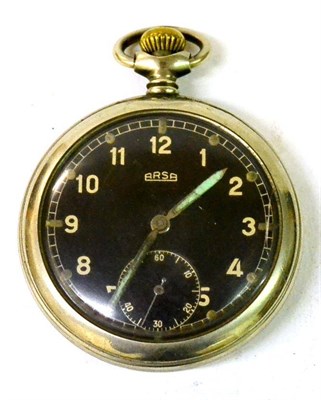 Lot 67 - A Second World War German Military Top Wind Pocket Watch by ARSA, in a nickel plated case, the...