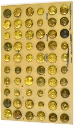 Lot 74 - A Collection of Sixty Largely Canadian Army Buttons, in brass and bronze, all loosely mounted...