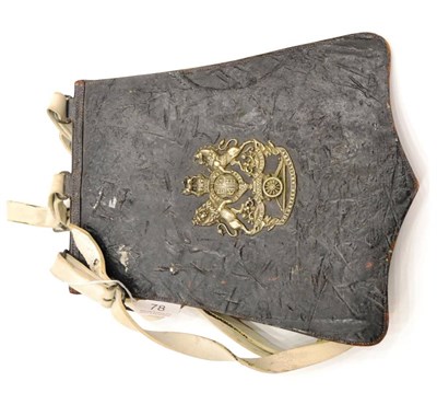 Lot 78 - A Victorian Volunteer Artillery Black Leather Sabretache, the fascia set with a white metal...