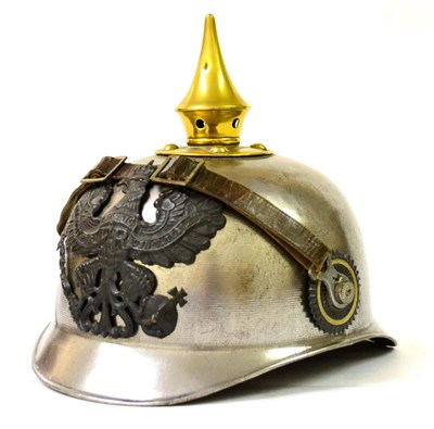 Lot 102 - A First World War Prussian Ersatz Steel Pickelhaube, the fixed brass spike with five...