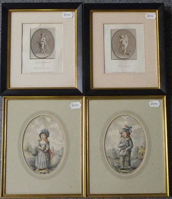 Lot 410 - I Parkson "Good Boy" "Good Girl", portraits of children standing in landscapes Signed, titled,...