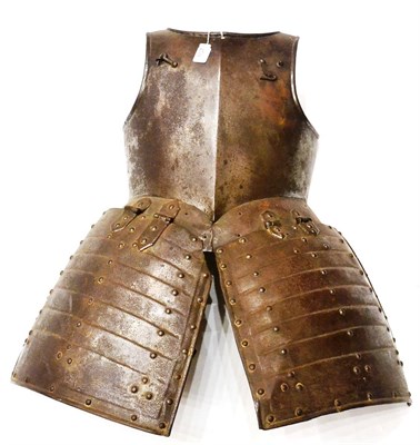 Lot 107 - An English Civil War Pikeman's Breast Plate and Tassets, the one piece breast plate struck with...