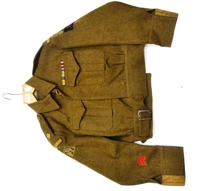 Lot 113 - A British Second World War OliveSerge Battleblouse to a Second Lieutenant of The Home Guard,...