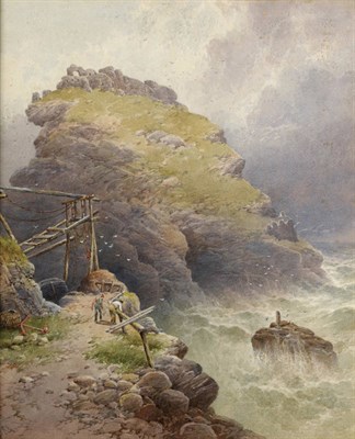 Lot 412 - W Cook "Tintagel, North Cornwall" Initialled and dated (18)84, watercolour, 60cm by 50cm