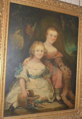 Lot 413 - English School, circa 1840 Two children and their pet dog by a tree Unsigned, oil on canvas,...