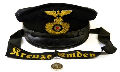 Lot 144 - A German Third Reich NSDMB (National Socialist German Navy Association) Visor Cap, in black...