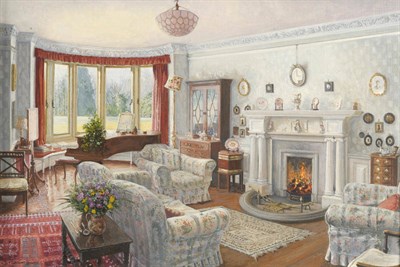 Lot 414 - Stephen Darbishire R.B.A. (b.1940) "Dora's Drawing Room, (Holywath, Coniston)" Signed, oil on...