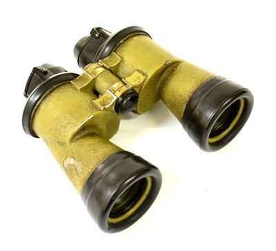 Lot 149 - A Pair of Second World War German 7 x 50 U-boat Binoculars, with green crinkle enamel body,...