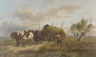 Lot 418 - Alexis de Leeuw (fl.1848-1883) Belgian Loading the hay cart Signed, oil on canvas, 75cm by...