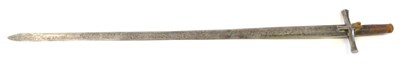 Lot 189 - An 18th Century Broadsword, the 91cm double edge steel blade with three narrow fullers running down