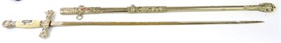 Lot 206 - An American Fraternity Sword, possibly Knights Templar, the 76cm steel blade etched and gilt...