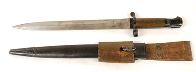 Lot 216 - A British 1903 Pattern Bayonet, the blade stamped with crowned ER over 1903, the wood grip...