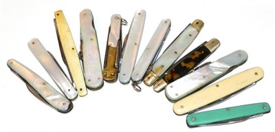 Lot 246 - A Collection of Twelve Various Mainly Sheffield Made Folding Pocket Knives, two with mother of...