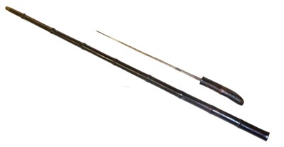 Lot 253 - An Edwardian Sword Cane, with 32cm square tapering steel blade, with bamboo grip and haft, 91cm