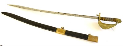 Lot 262 - A Victorian 1827 Pattern Naval Officer's Sword, the 80cm single edge pipe back steel blade...