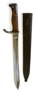 Lot 266 - A German 1898/05 NCO Butcher Bayonet, second pattern, the 36.5cm saw-back steel blade stamped...