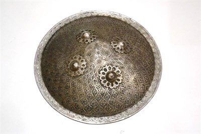 Lot 276 - An Early 19th Century Indian Steel Dhal Shield,  of convex circular form, richly chased and...