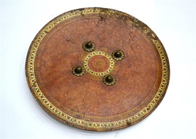 Lot 278 - An Early 19th Century Ahmedabad, India Red Painted Hide Dhal Shield, of flat circular form, painted