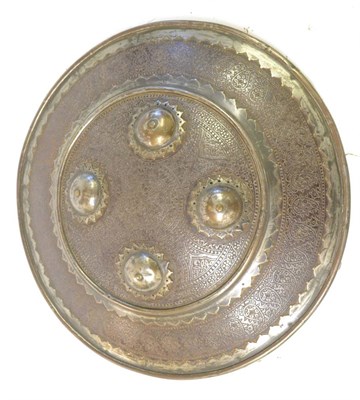 Lot 283 - A 19th Century Indian Steel Dhal Shield, of convex circular form, chased and engraved with...