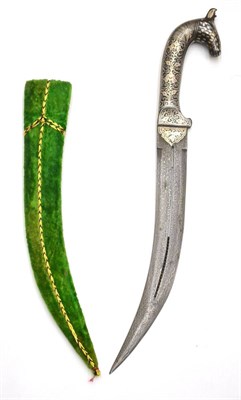 Lot 308 - A Modern Indian Jambiya, the 25.5 cm single edge curved wootz type steel blade pierced and...