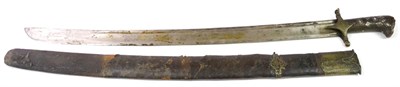 Lot 310 - A 19th Century Eastern Sword, possibly Turkish, the 74cm broad single edge steel blade double edged