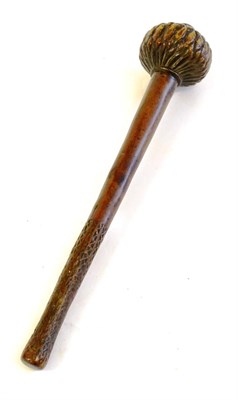 Lot 317 - A 19th Century Fijian Ula (Throwing Club), of chestnut coloured hardwood, the globular head...