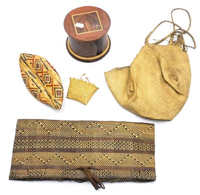 Lot 324 - A Small Collection of South Sea Islands Items, comprising a Banks Islands, Vanuatu woven basketwork