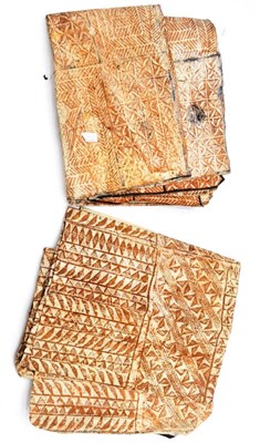 Lot 326 - A Samoan Tapa Cloth, the main field painted with four rows of six rectangular panels of light...