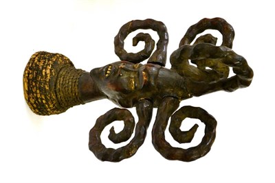 Lot 348 - An Ekoi Headdress, Nigerian Border/Cameroon, of carved wood covered in animal skin, possibly...