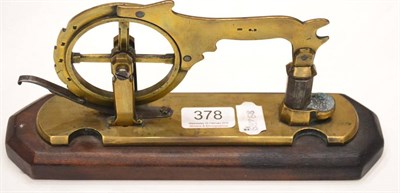 Lot 378 - An Unusual 19th Century Brass Eprouvette, the oblong base plate stamped 1/4 DR. G.B G.B., one...