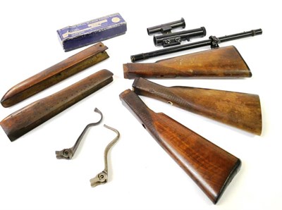 Lot 393 - Accessories, comprising three Martini Henry walnut stocks, two fore-ends and two loading...