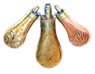 Lot 402 - A 19th Century Small Copper Powder Flask by G & J W Hawkesley, of plain form, with external...