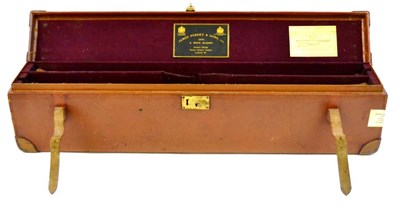 Lot 408 - A James Purdey Stitched Leather Shotgun Case, the maroon baize lined interior fitted to take...