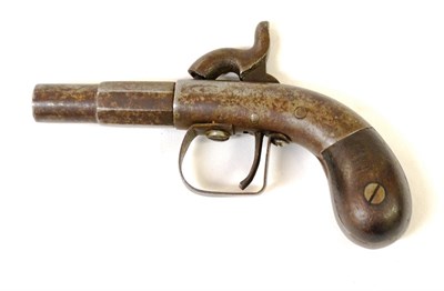 Lot 440 - A 19th Century Percussion Pocket Pistol, the 5cm steel barrel octagonal at the breech, the bag butt