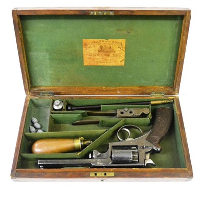 Lot 441 - A 19th Century Adam's Patent Double Action Five Shot Percussion Revolver, with blued finish,...