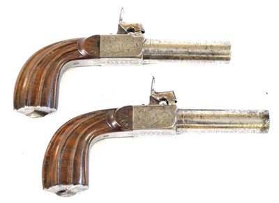 Lot 458 - A Pair of 19th Century Continental 12 Bore Percussion Cap Overcoat Pistols, the 7.5cm...