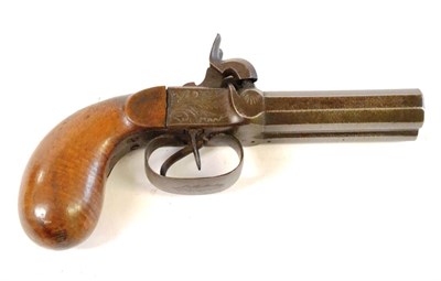 Lot 464 - A 19th Century Continental Percussion Cap Double Barrel Overcoat Pistol, possibly French, the...