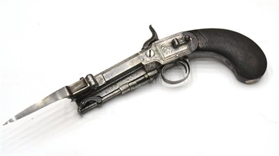 Lot 465 - A 19th Century Percussion Cap Overcoat Pistol by Mk. Pattison of Dublin, the 8cm sighted...