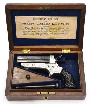 Lot 470 - A 19th Century Sharp's Patent Four Barrel Repeating Pocket Pistol by Tipping & Lawden, the...