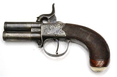 Lot 472 - A 19th Century Percussion Cap Over and Under Double Barrel Pocket Pistol by W Powell, the revolving