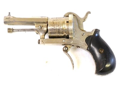 Lot 473 - A 19th Century Belgian Five Shot Pin Fire Revolver, with 6cm octagonal steel barrel, the...