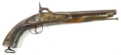 Lot 477 - A 19th Century Continental Percussion Cap Service Pistol, the 26cm steel barrel stamped 64, the...