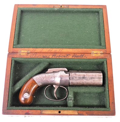 Lot 481 - A 19th Century American Five Shot Pepperbox Pistol by Allen & Thurber, the 6cm steel barrel stamped