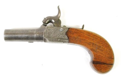 Lot 485 - A 19th Century Percussion Pocket Pistol, the 4.5cm turn-off blued steel barrel with Birmingham...